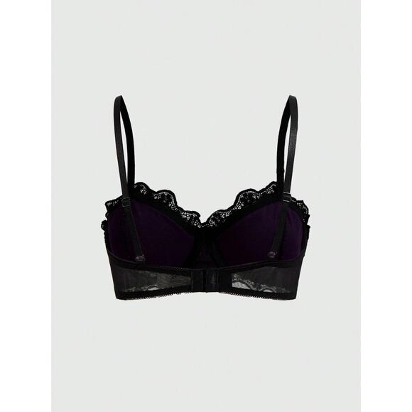 Goth Emo Punk Purple Velvet Crop Top Bralette w/ Bat Charm S (4) - Picture 2 of 5